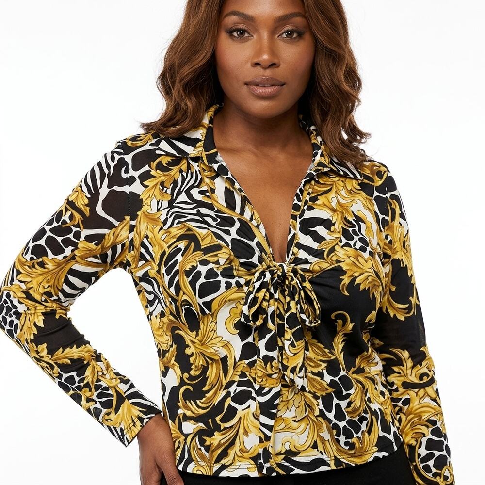 Timing WN8330A Multicolor Graphic Stretch Top Women Size L